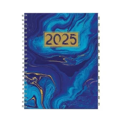 2025 Planners|Global Printed Products 2025 8.5" x 11" Monthly Planner, Plastic Cover, Blue/Gold (SPLS25-8511M-F)