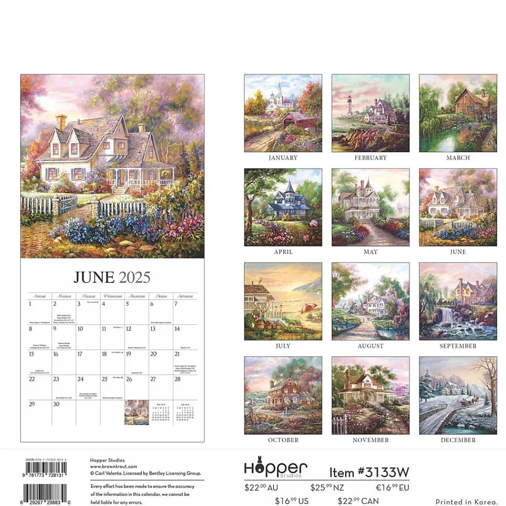 2025 Calendars|Hopper Studios 2025 Bygone Days 12" x 12" Monthly Square Wall Calendar (9781773728131)