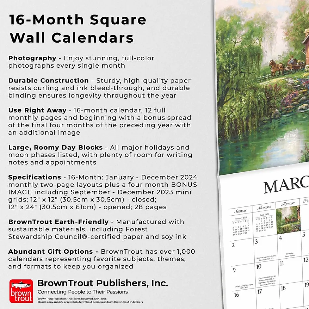 2025 Calendars|Hopper Studios 2025 Bygone Days 12" x 12" Monthly Square Wall Calendar (9781773728131)