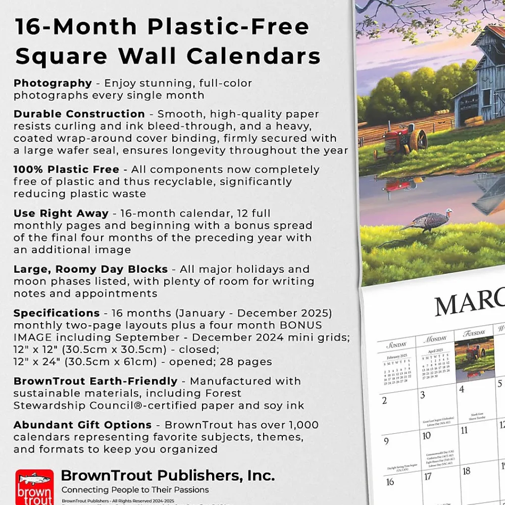 2025 Calendars|Hopper Studios 2025 Vintage Country 12" x 12" Monthly Wall Calendar (9781773728186)