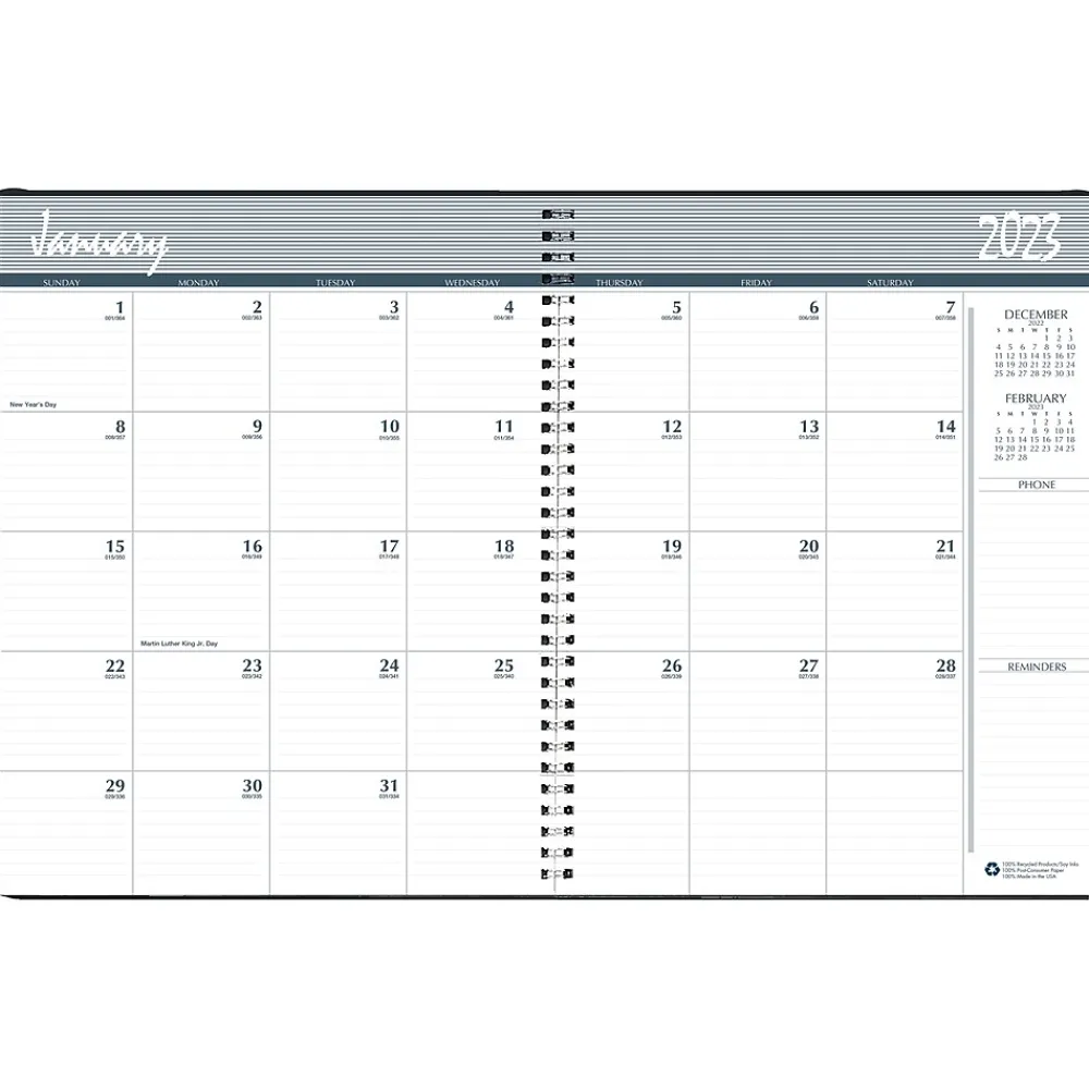 Academic Planners|House of Doolittle 2023-2024 8.5" x 11" Monthly Planner, Black (2620-02-23)