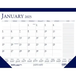 2025 Calendars|House of Doolittle 2025 22" x 17" Monthly Desk Pad Calendar, White/Blue (164-25)