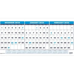 2025 Calendars|House of Doolittle 2025 17" x 8" Three-Month Wall Calendar, White/Blue (3647-25)