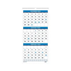 2025 Calendars|House of Doolittle 2025 12.25" x 26" Three-Month Wall Calendar, White/Blue (3640-25)