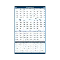 2025 Calendars|House of Doolittle 2025 66" x 33" Yearly Wet-Erase Wall Calendar, Reversible, White/Blue (3962-25)