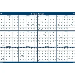 2025 Calendars|House of Doolittle 2025 48" x 32" Yearly Wet-Erase Wall Calendar, Reversible, White/Blue (3961-25)