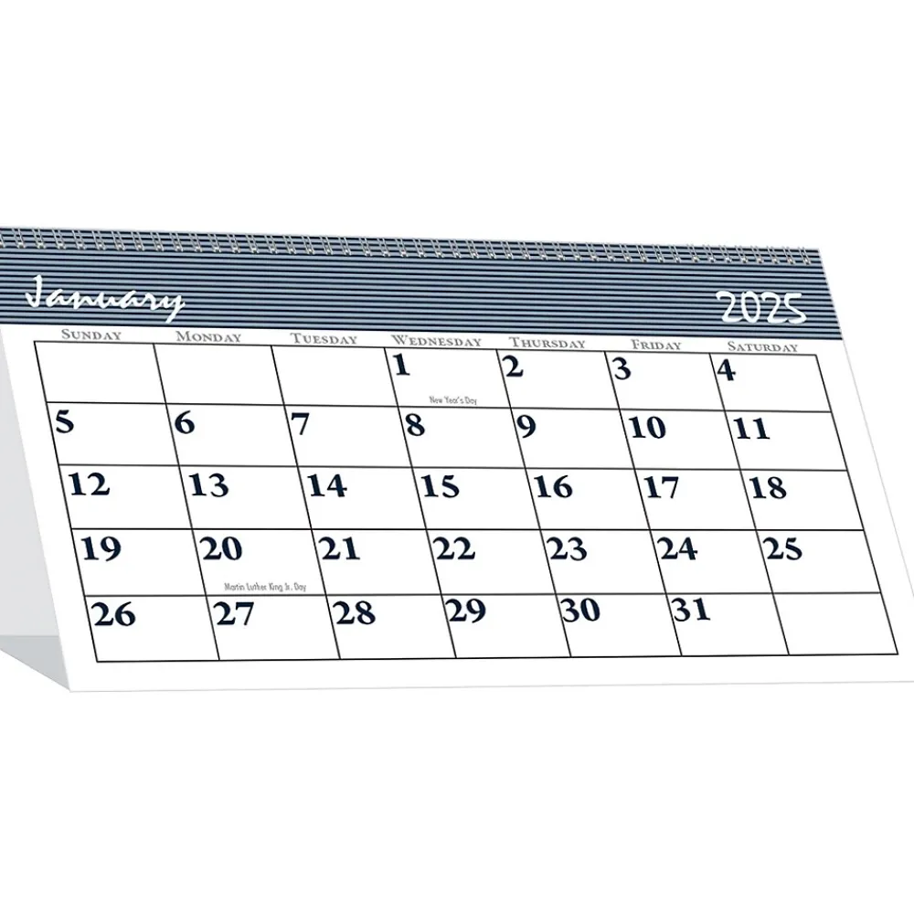 2025 Calendars|House of Doolittle 2025 Bar Harbor 7" x 4.25" Monthly Desk Calendar, White/Blue (3679-25)