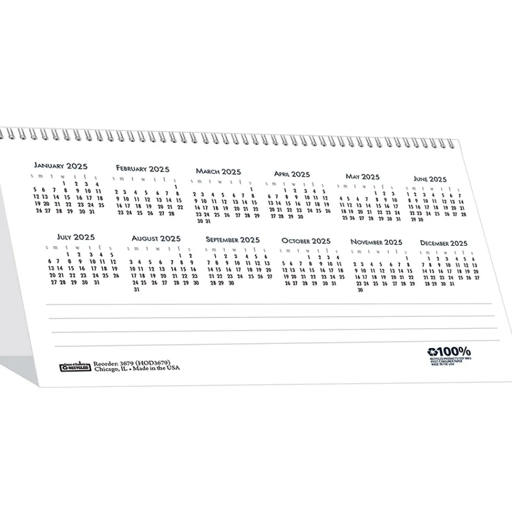 2025 Calendars|House of Doolittle 2025 Bar Harbor 7" x 4.25" Monthly Desk Calendar, White/Blue (3679-25)