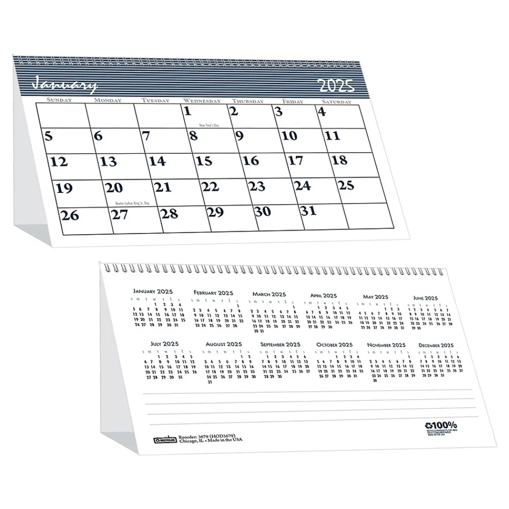 2025 Calendars|House of Doolittle 2025 Bar Harbor 7" x 4.25" Monthly Desk Calendar, White/Blue (3679-25)