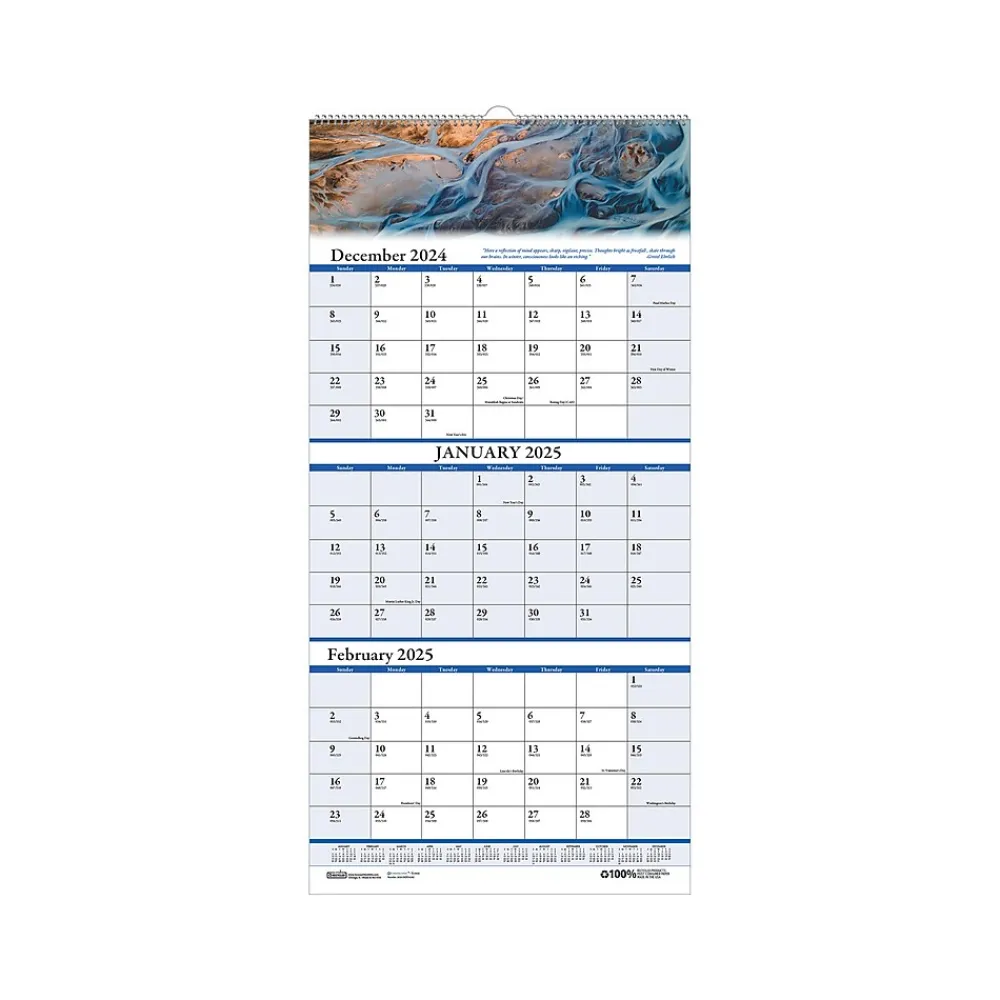 2025 Calendars|House of Doolittle 2025 Earthscapes 8" x 17" Three-Month Wall Calendar (3636-25)