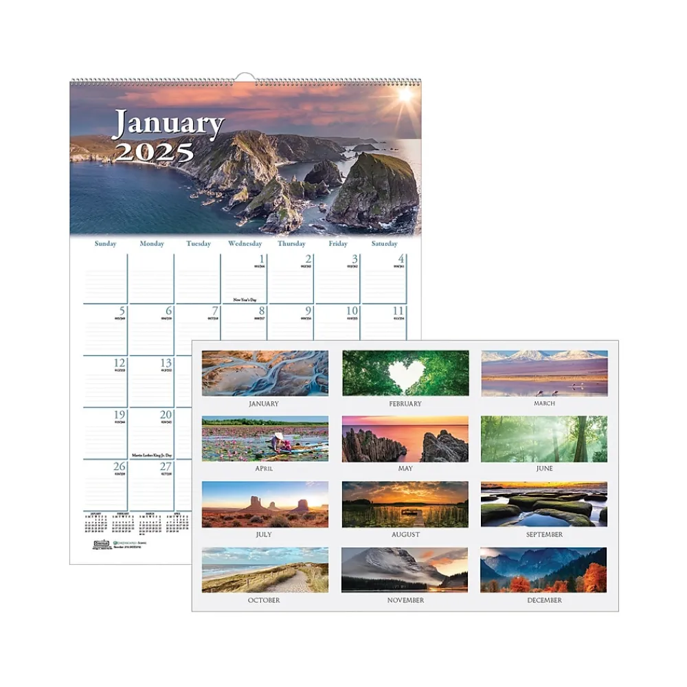 2025 Calendars|House of Doolittle 2025 Earthscapes 8" x 17" Three-Month Wall Calendar (3636-25)
