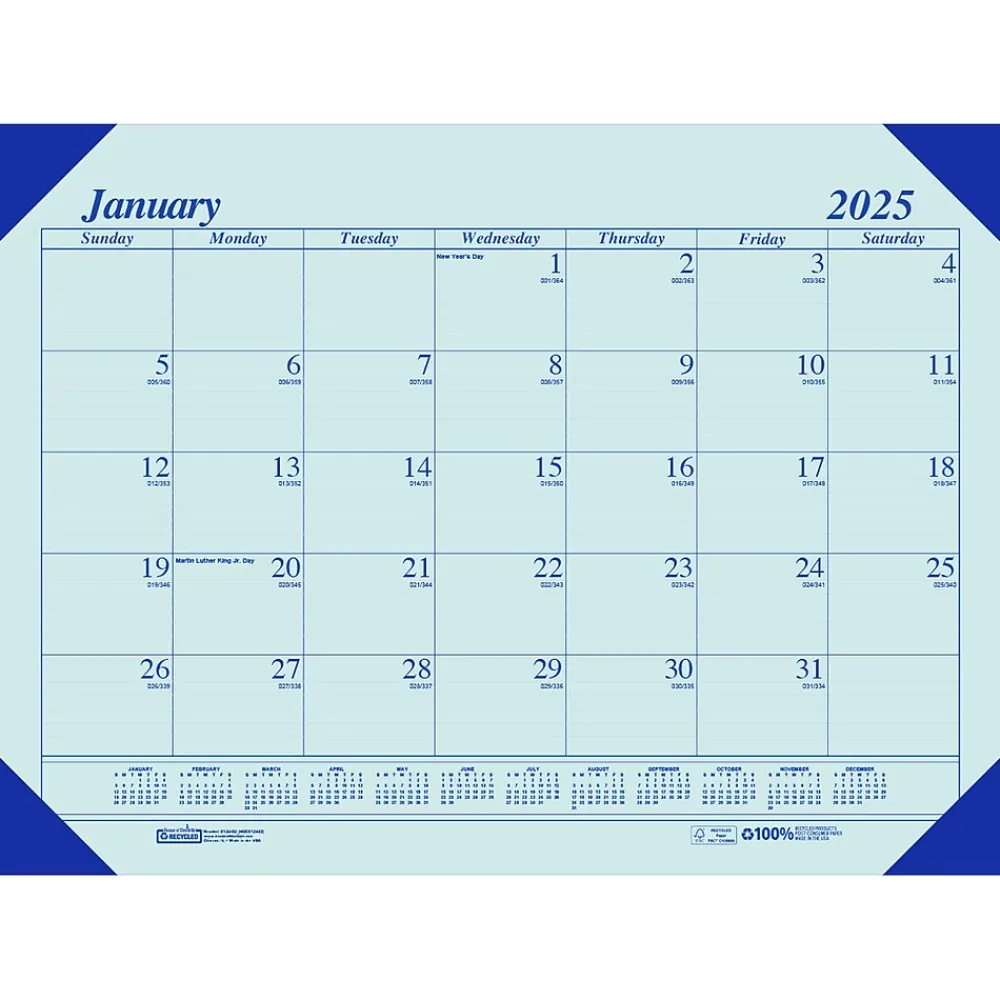 2025 Calendars|House of Doolittle 2025 Ecotones 22" x 17" Monthly Desk Pad Calendar, Blue (12440-25)