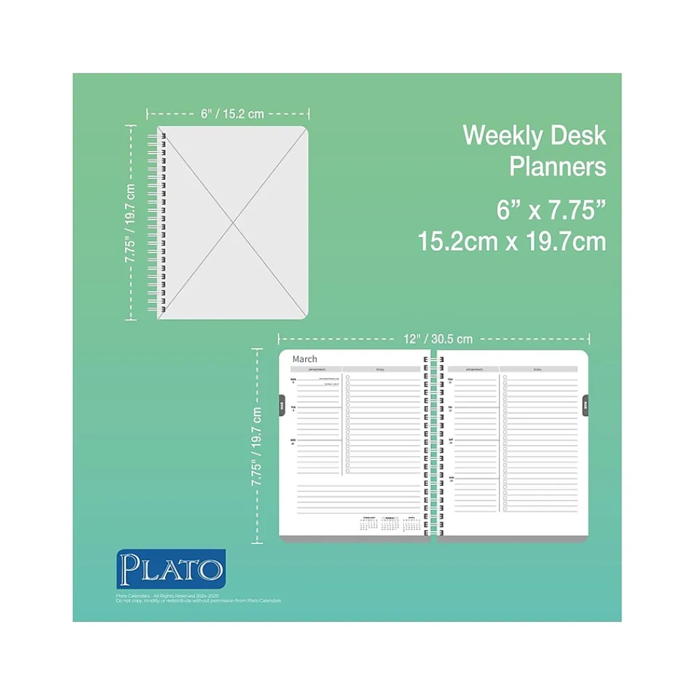 Academic Planners|Plato 2024-2025 Bonnie Marcus OFFICIAL 6" x 7.75" Academic & Calendar Weekly Planner, Paperboard Cover, Multicolor