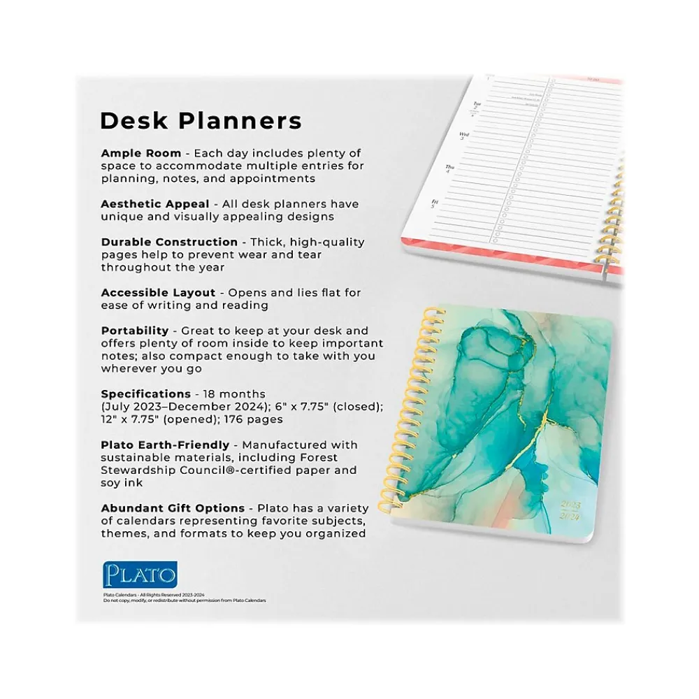 Academic Planners|Plato 2024 Crackled Blush 6" x 7.75" Academic & Calendar Weekly Planner, Paperboard Cover, Multicolor (9781975457419)