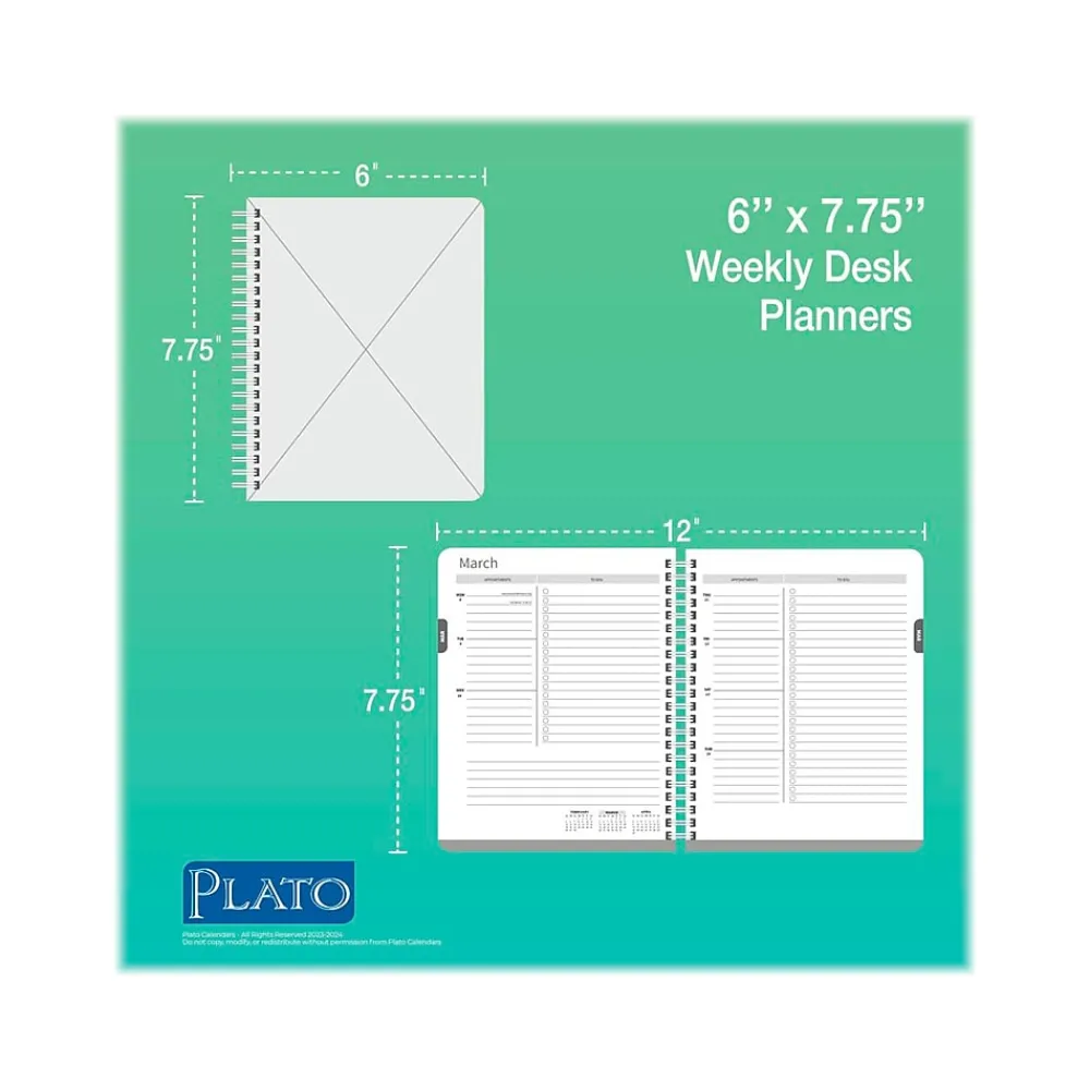 Academic Planners|Plato 2024 Crackled Blush 6" x 7.75" Academic & Calendar Weekly Planner, Paperboard Cover, Multicolor (9781975457419)