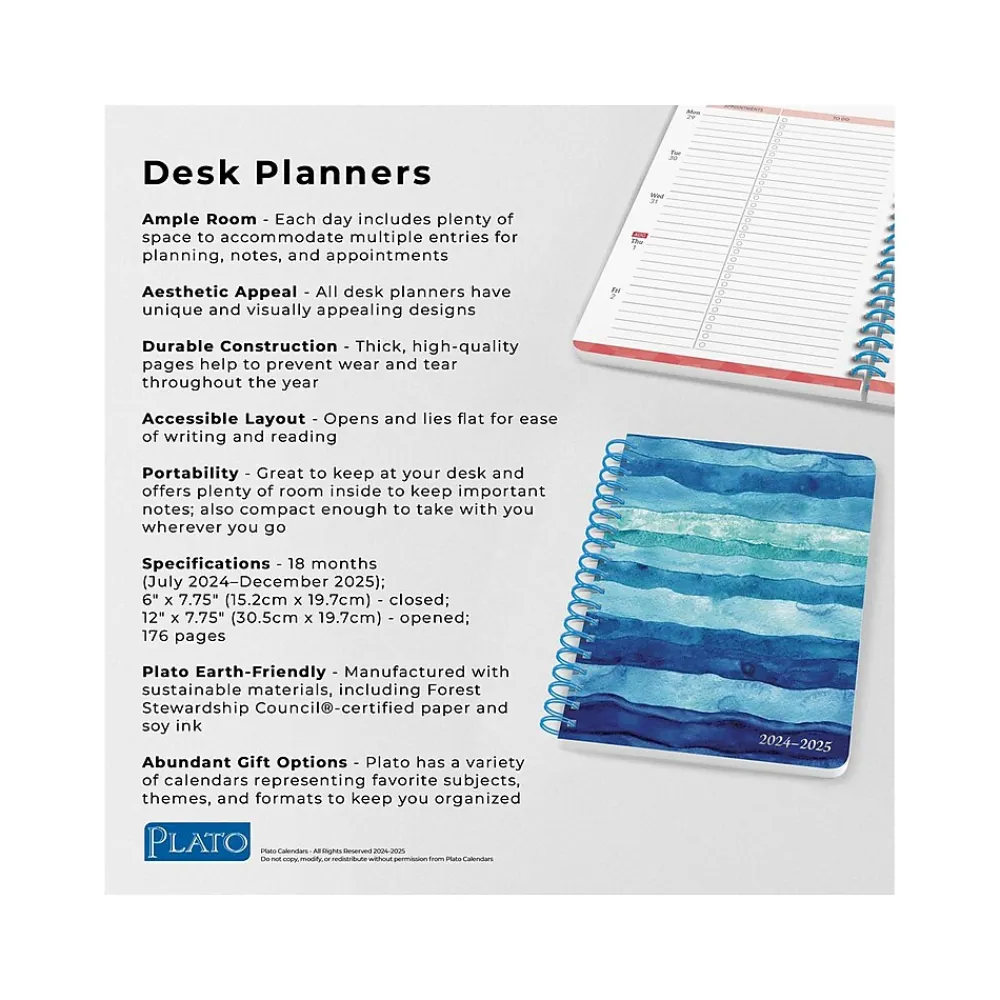 Academic Planners|Plato 2024-2025 Seaside Currents 6" x 7.75" Academic & Calendar Weekly Planner, Paperboard Cover, Multicolor (9781975480424)