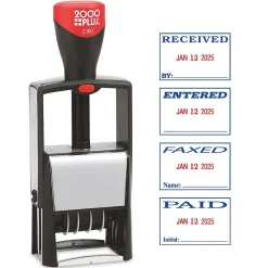 Stamps & Stamp Pads|2000 Plus 2360 Dater, ENTERED, PAID, FAXED, RECEIVED, Blue and Red Ink (011035)