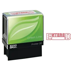 Stamps & Stamp Pads|2000 Plus Green Line Pre-Inked Stamp, ENTERED, Red Ink (098368)