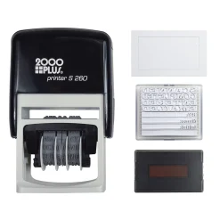 Stamps & Stamp Pads|2000 Plus 4-in-1 Date Stamp, Scanned, Completed, Entered, Emailed, Blue and Red Ink (011098)