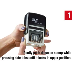 Stamps & Stamp Pads|2000 Plus 4-in-1 Date Stamp, Scanned, Completed, Entered, Emailed, Blue and Red Ink (011098)