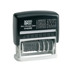 Stamps & Stamp Pads|2000 Plus 12-in-1 Micro Date and Message Stamp, 12 Phrases, Black Ink (010072)