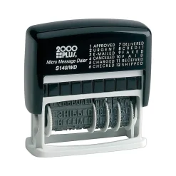 Stamps & Stamp Pads|2000 Plus Micro Message Dater 12-in-1 Self-Inking Date and Message Stamp, Black Ink (011090)