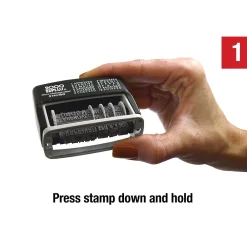 Stamps & Stamp Pads|2000 Plus Micro Message Dater 12-in-1 Self-Inking Date and Message Stamp, Black Ink (011090)