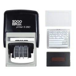 Stamps & Stamp Pads|2000 Plus Printer S 260 Faxed, Paid, Received, Entered Rectangle Date Stamps, Blue and Red Ink (065005)