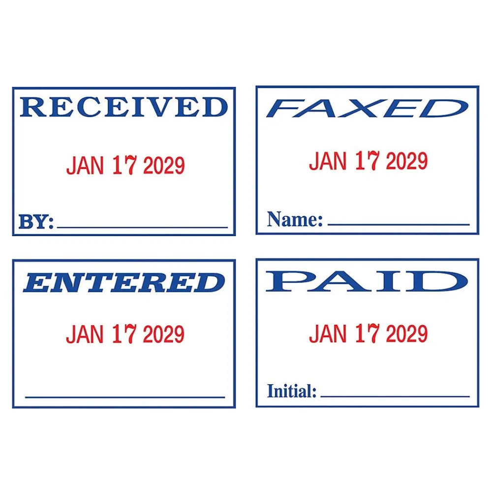 Stamps & Stamp Pads|2000 Plus S 360 Dater, RECEIVED, PAID, ENTERED, FAXED, Blue and Red Inks (032519)
