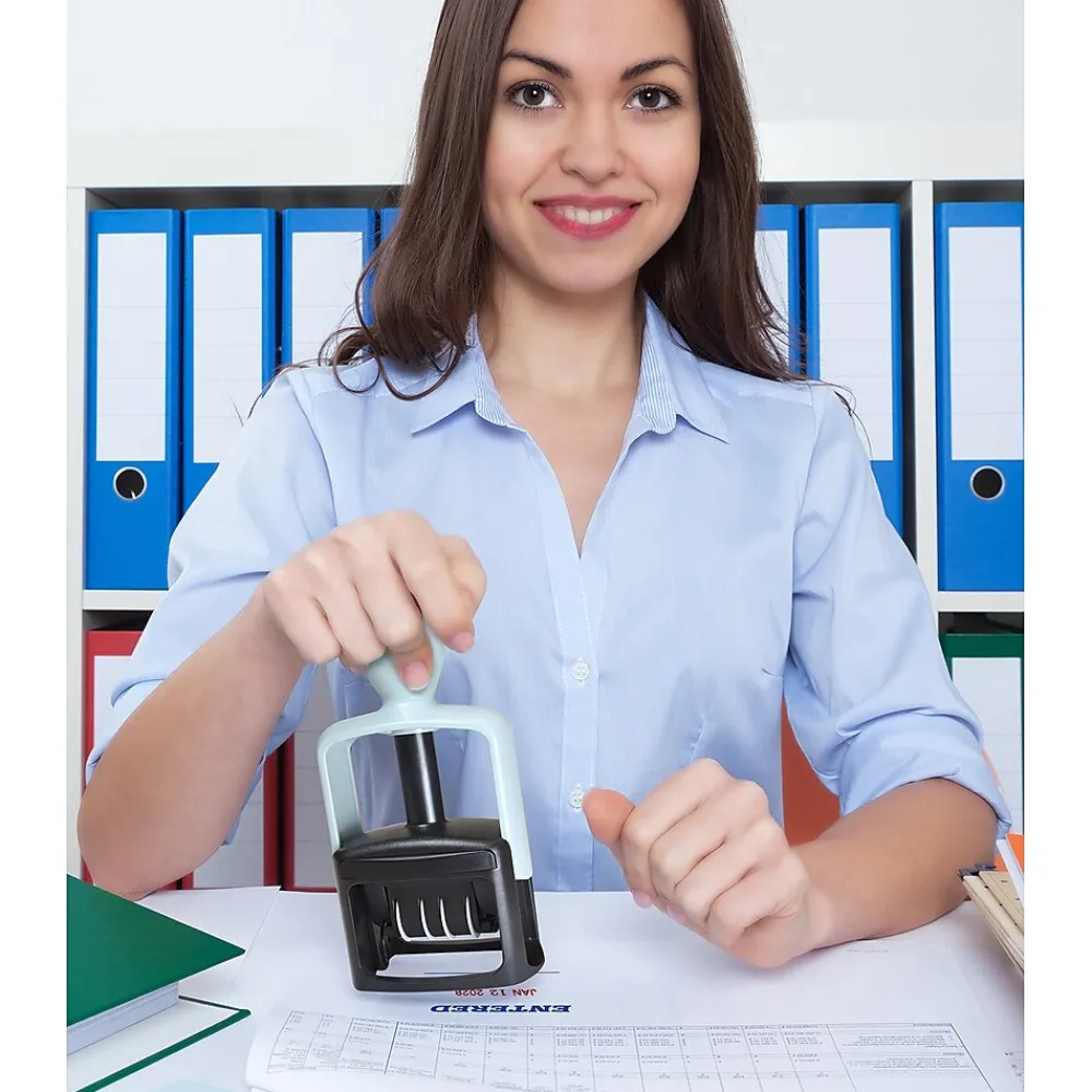 Stamps & Stamp Pads|2000 Plus S 360 Dater, RECEIVED, PAID, ENTERED, FAXED, Blue and Red Inks (032519)