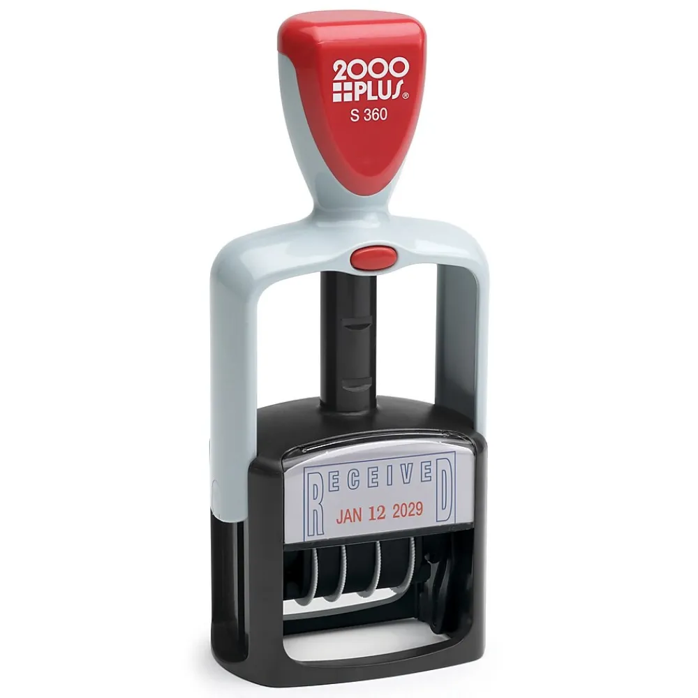 Stamps & Stamp Pads|2000 Plus S-360 Self-Inking RECEIVED Rectangle Stamp, Blue/Red Ink (011034)