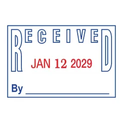 Stamps & Stamp Pads|2000 Plus S-360 Self-Inking RECEIVED Rectangle Stamp, Blue/Red Ink (011034)