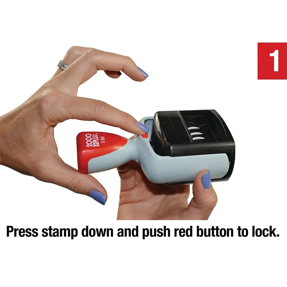 Stamps & Stamp Pads|2000 Plus S-360 Self-Inking RECEIVED Rectangle Stamp, Blue/Red Ink (011034)