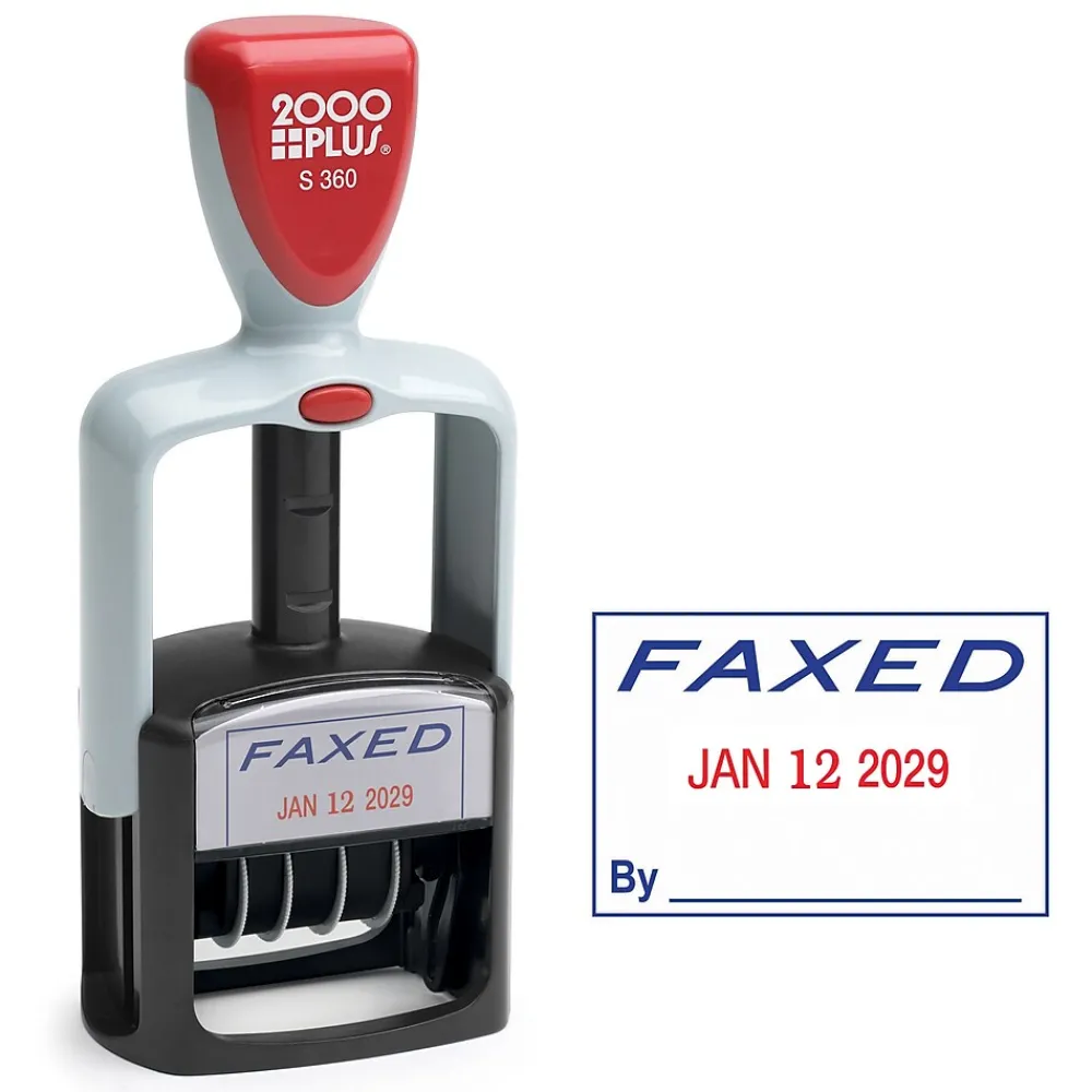 Stamps & Stamp Pads|2000 Plus Self-Inking Dater and Message Stamp, FAXED, Blue and Red Inks (011032)