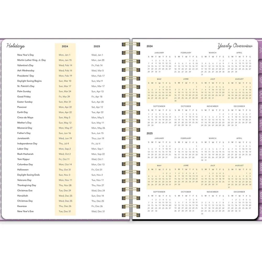 Academic Planners|Southworth 2024-2025 Plum Geo 7" x 9.25" Academic Year Weekly & Monthly Planner, Hardsided Cover, Purple/White (91489)