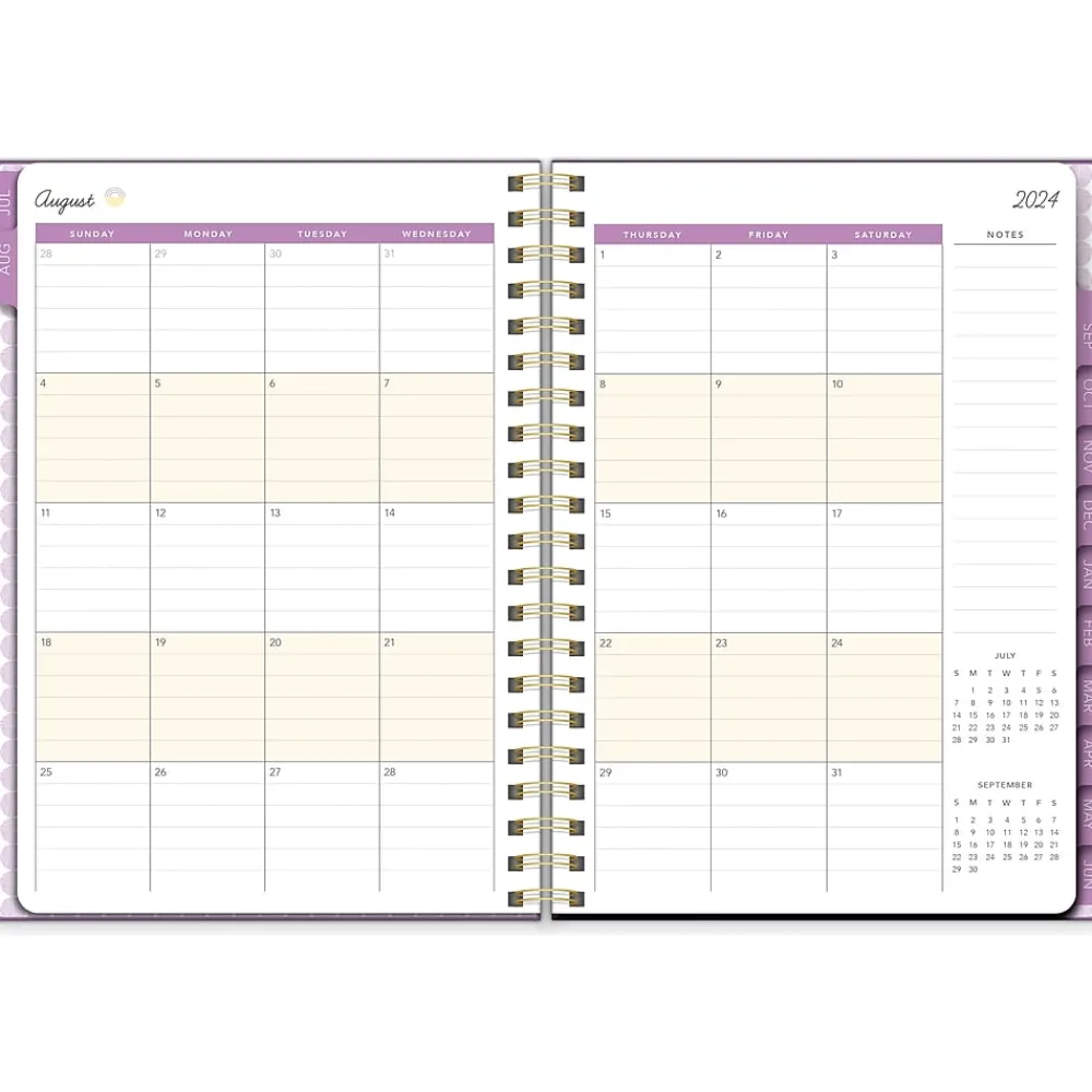 Academic Planners|Southworth 2024-2025 Plum Geo 7" x 9.25" Academic Year Weekly & Monthly Planner, Hardsided Cover, Purple/White (91489)