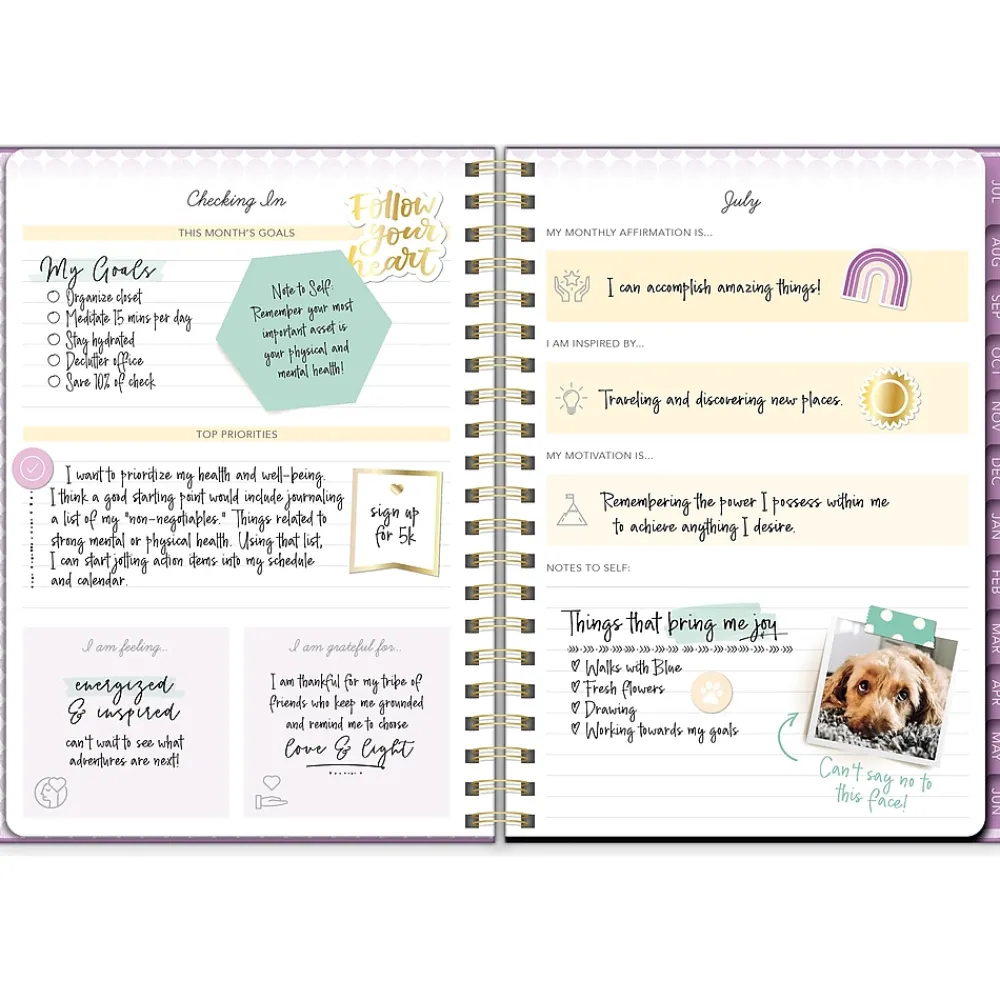 Academic Planners|Southworth 2024-2025 Plum Geo 7" x 9.25" Academic Year Weekly & Monthly Planner, Hardsided Cover, Purple/White (91489)