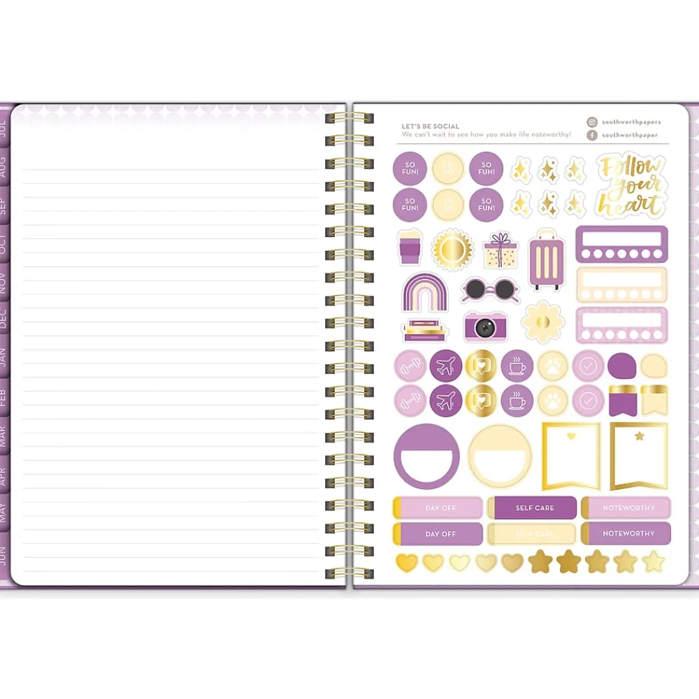 Academic Planners|Southworth 2024-2025 Plum Geo 7" x 9.25" Academic Year Weekly & Monthly Planner, Hardsided Cover, Purple/White (91489)