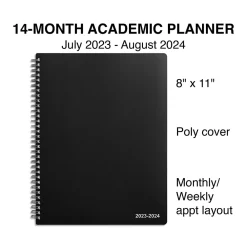 Academic Planners|Staples 2023-2024 8" x 11" Academic Weekly & Monthly Appointment Book, Black (ST25499-23)