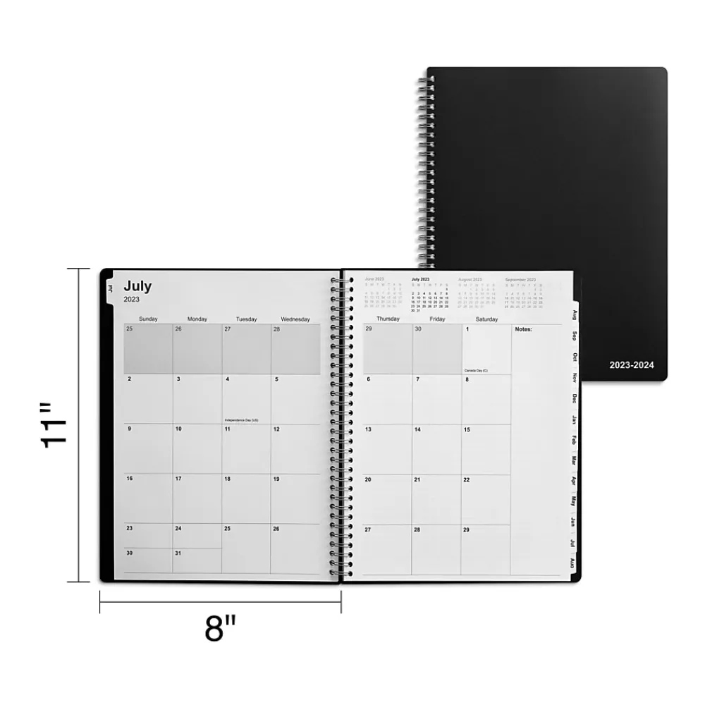 Academic Planners|Staples 2023-2024 8" x 11" Academic Weekly & Monthly Appointment Book, Black (ST25499-23)