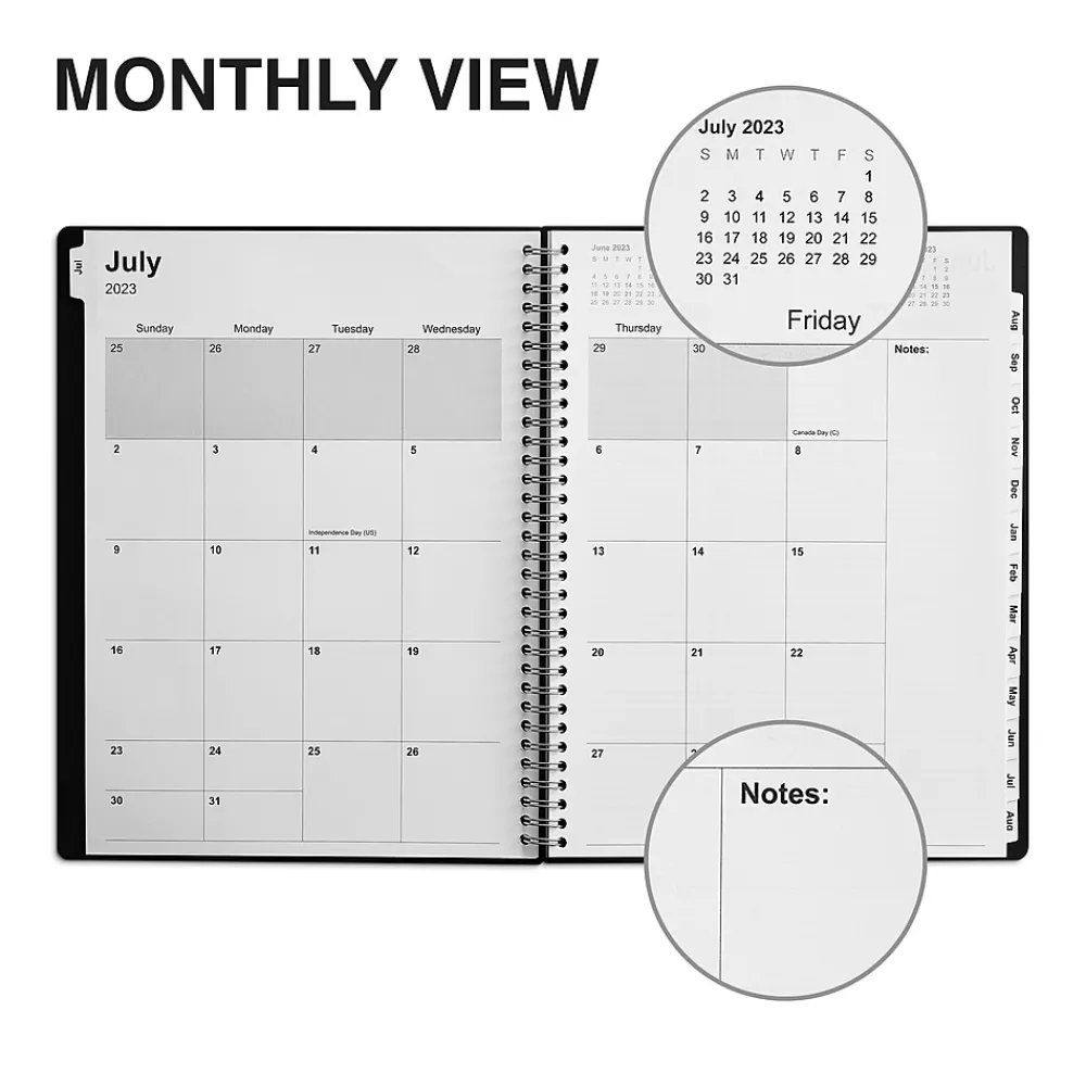Academic Planners|Staples 2023-2024 8" x 11" Academic Weekly & Monthly Appointment Book, Black (ST25499-23)