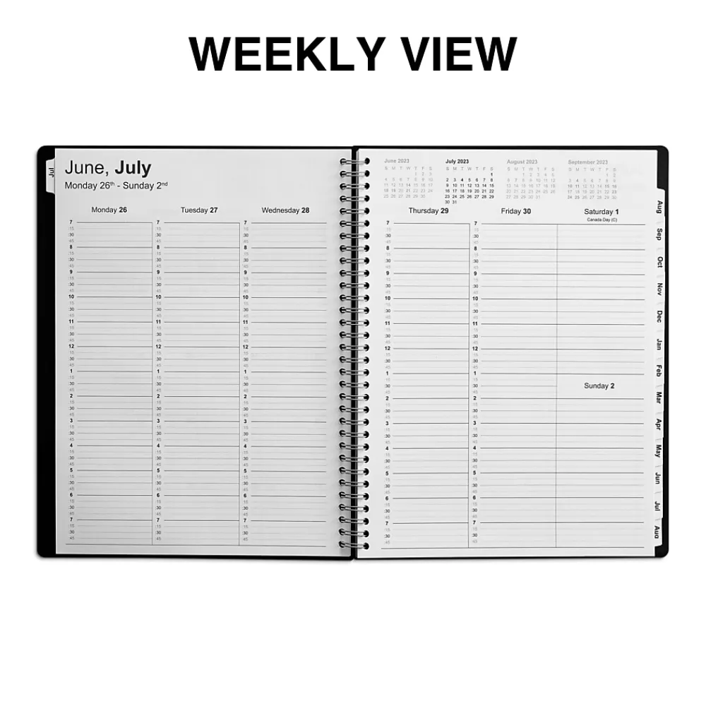 Academic Planners|Staples 2023-2024 8" x 11" Academic Weekly & Monthly Appointment Book, Black (ST25499-23)