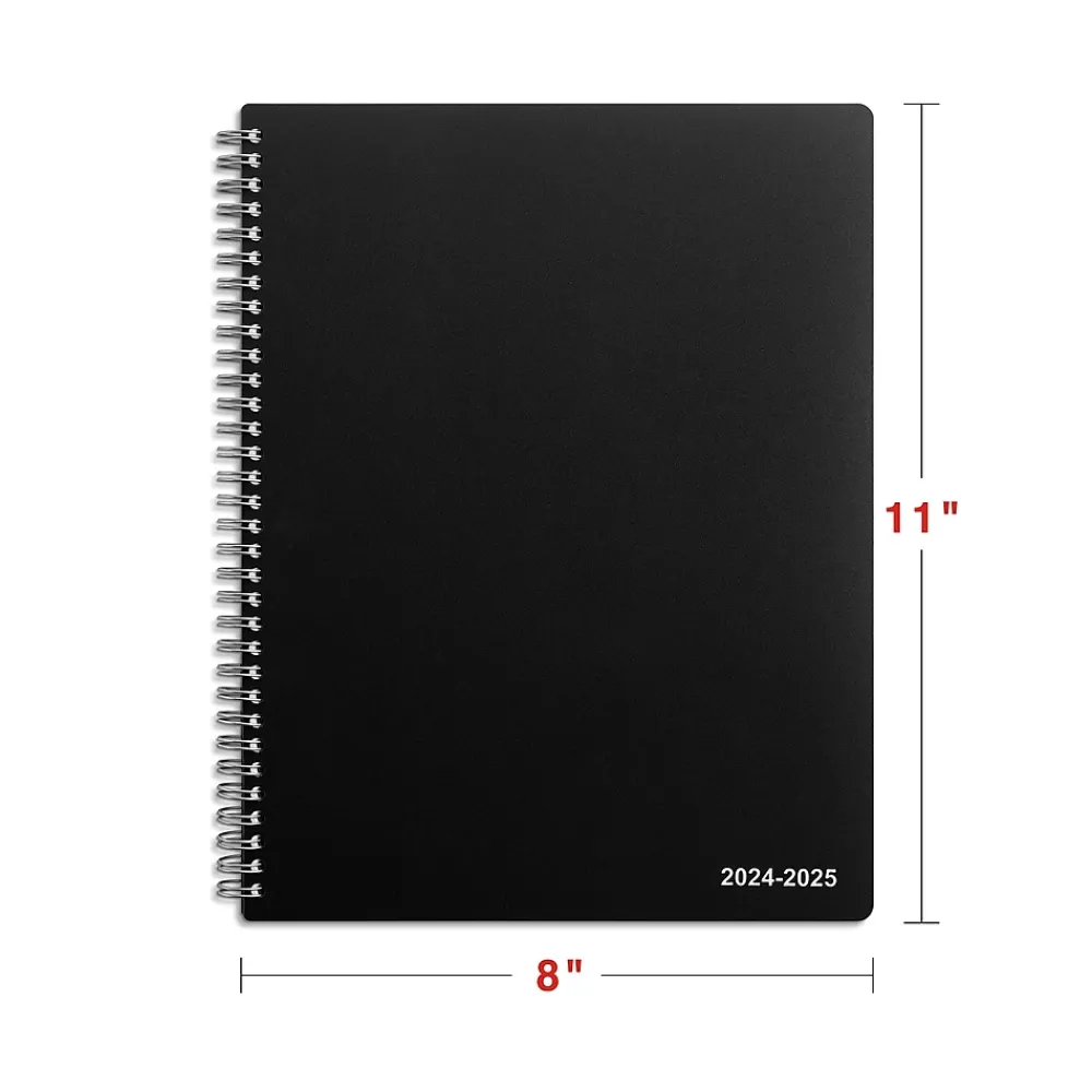 Academic Planners|Staples 2024-2025 8" x 11" Academic Weekly & Monthly Appointment Book, Plastic Cover, Black (ST25499-23)