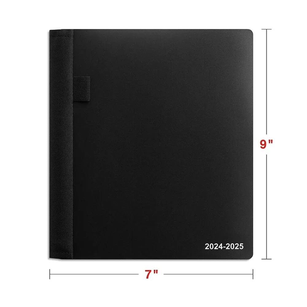Academic Planners|Staples 2024-2025 7" x 9" Academic Weekly & Monthly Appointment Book, Plastic Cover, Black (ST25497-23)