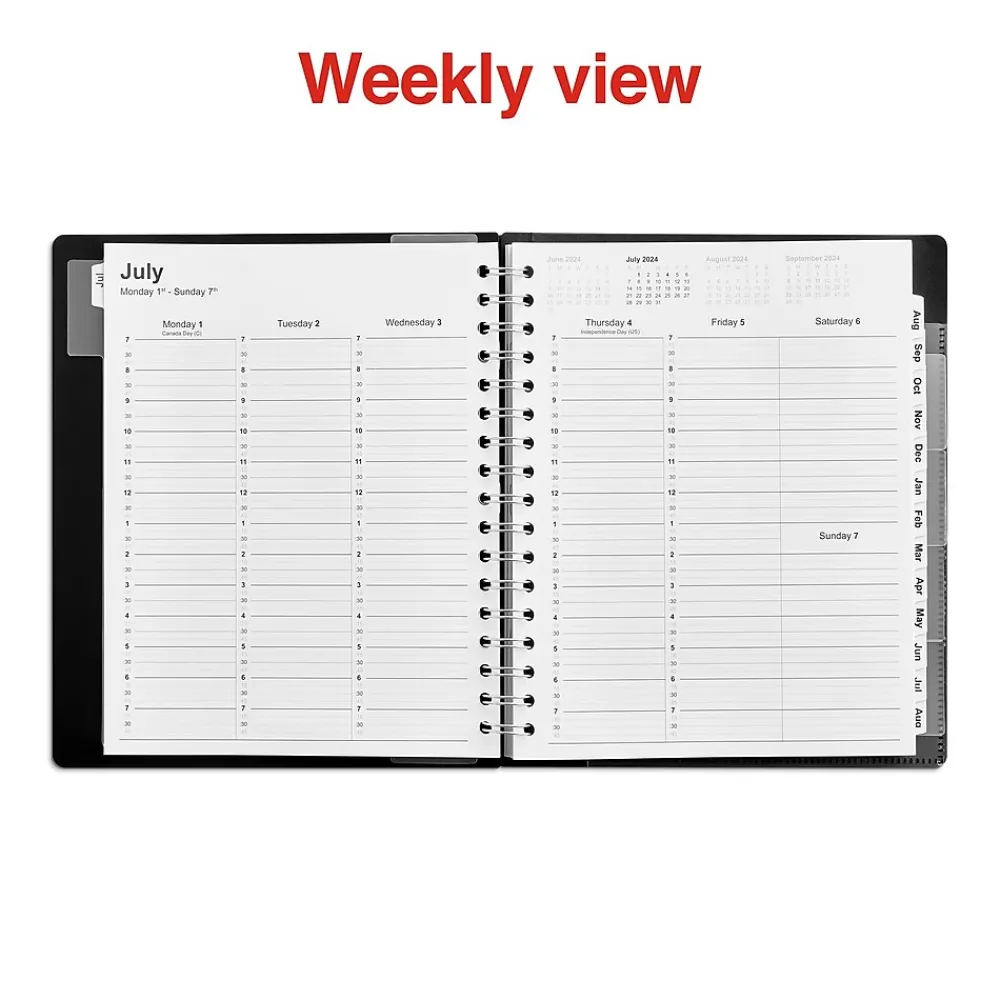 Academic Planners|Staples 2024-2025 7" x 9" Academic Weekly & Monthly Appointment Book, Plastic Cover, Black (ST25497-23)