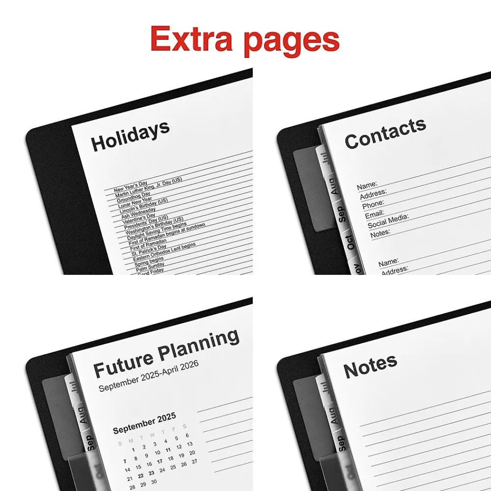 Academic Planners|Staples 2024-2025 7" x 9" Academic Weekly & Monthly Appointment Book, Plastic Cover, Black (ST25497-23)