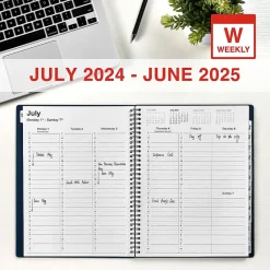Academic Planners|Staples 2024-2025 8" x 11" Academic Weekly & Monthly Appointment Book, Plastic Cover, Navy (ST60358-23)