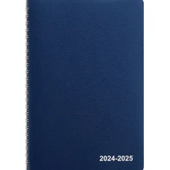 Academic Planners|Staples 2024-2025 5" x 8" Academic Weekly & Monthly Planner, Faux Leather Cover, Navy (ST60362-23)