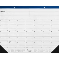 2025 Calendars|Staples 2025 22" x 17" Desk Pad Calendar, (ST59700-25) Navy