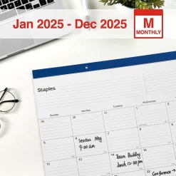2025 Calendars|Staples 2025 22" x 17" Desk Pad Calendar, (ST59700-25) Navy